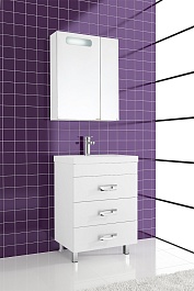 Водолей Мебель для ванной Орландо 60 L с зеркальным шкафом Мальта белая – фотография-16